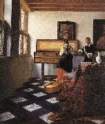 VERMEER VAN DELFT, Jan A Lady at the Virginals with a Gentleman wt oil painting